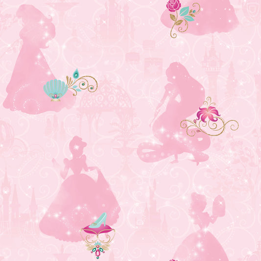 York Wallcoverings RoomMates Disney Princess Pink Peel and Stick Wallpaper Whimsical Licensed Pinks  Wallpaper - RMK11170RL