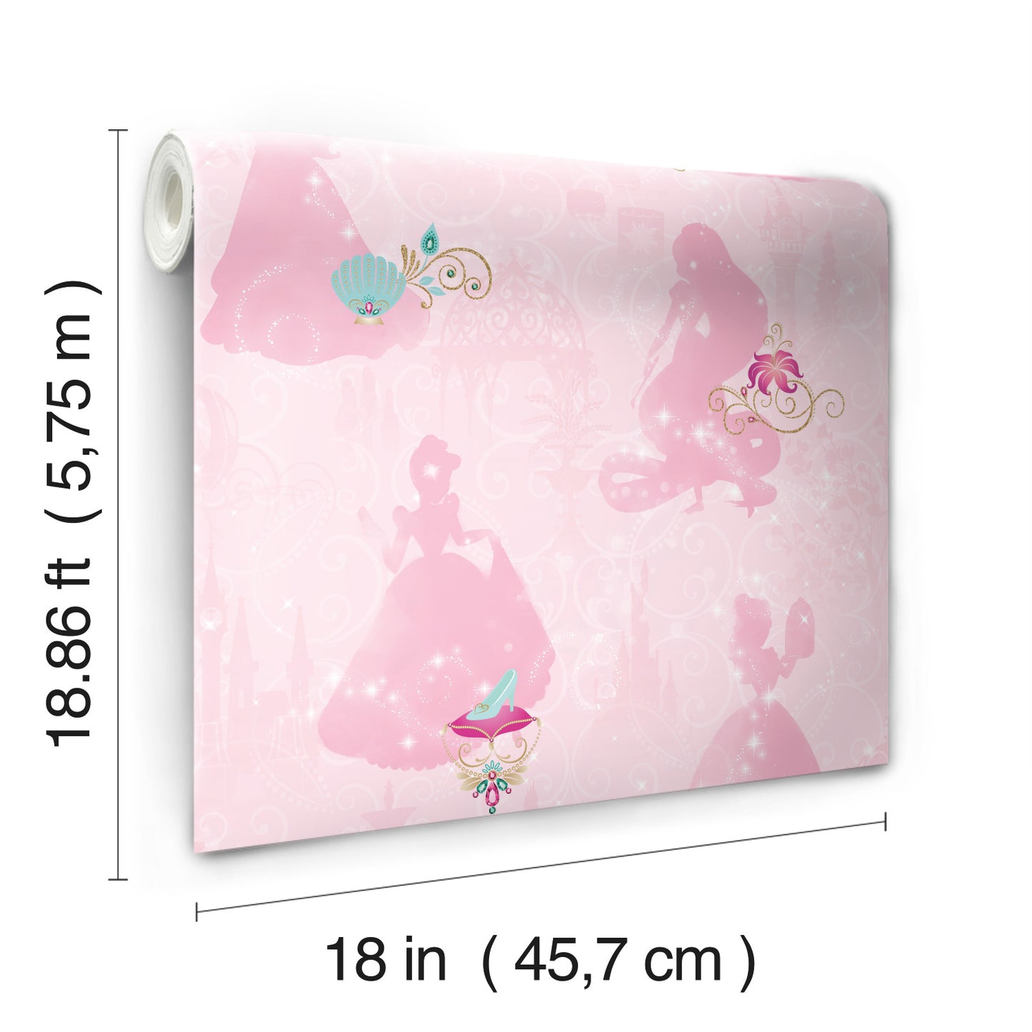 York Wallcoverings RoomMates Disney Princess Pink Peel and Stick Wallpaper Whimsical Licensed Pinks  Wallpaper - RMK11170RL
