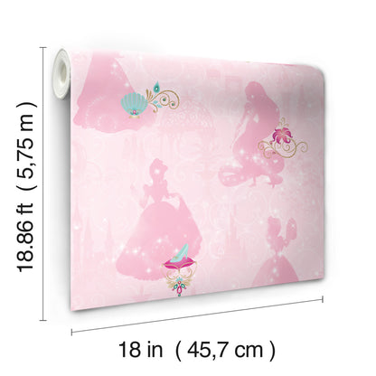 York Wallcoverings RoomMates Disney Princess Pink Peel and Stick Wallpaper Whimsical Licensed Pinks  Wallpaper - RMK11170RL