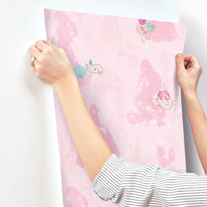 York Wallcoverings RoomMates Disney Princess Pink Peel and Stick Wallpaper Whimsical Licensed Pinks  Wallpaper - RMK11170RL