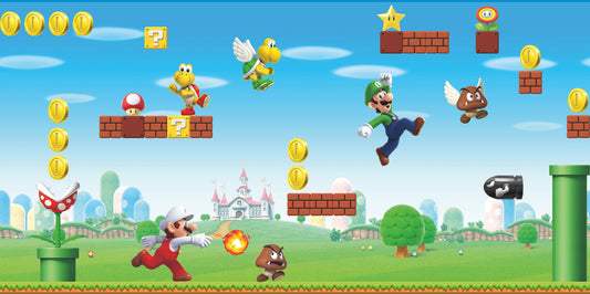 York Wallcoverings Classic Wovens Mario Scene Peel and Stick Border Kids Licensed Multicolor  Wallpaper - RMK11193BD