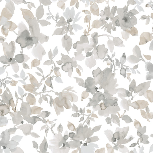 York Wallcoverings RoomMates Watercolor Floral Tan Peel and Stick Wallpaper Transitional Botanical Neutrals  Wallpaper - RMK11235WP