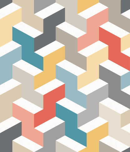 York Wallcoverings RoomMates 3D Steps Peel and Stick Wallpaper Modern Global Multicolor  Wallpaper - RMK11250RL