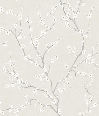 York Wallcoverings RoomMates Cherry Blossom Pearl Peel and Stick Wallpaper Traditional Botanical Whites and Off-Whites  Wallpaper - RMK11271WP