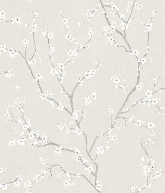 York Wallcoverings RoomMates Cherry Blossom Pearl Peel and Stick Wallpaper Traditional Botanical Whites and Off-Whites  Wallpaper - RMK11271WP