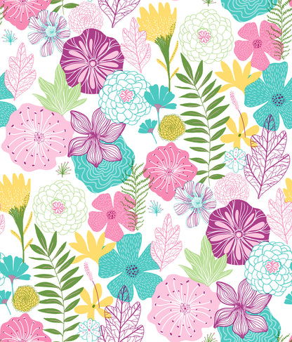 York Wallcoverings RoomMates Perennial Blooms Purple Peel and Stick Wallpaper Modern Botanical Purples  Wallpaper - RMK11327WP