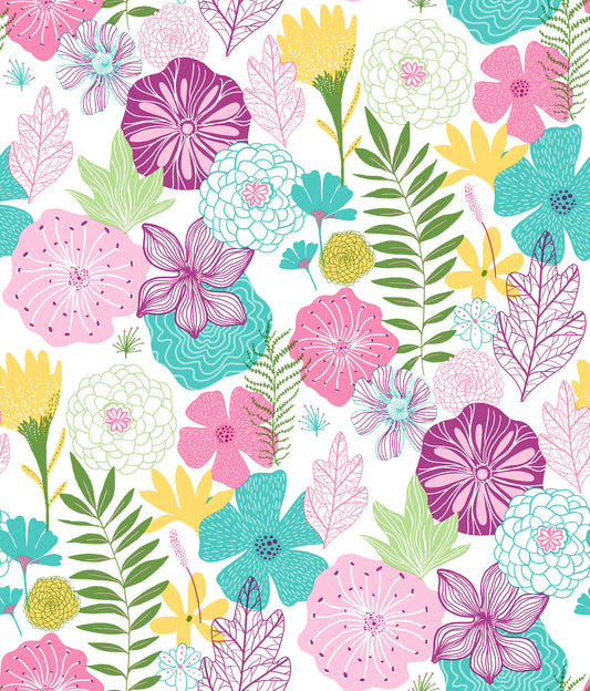 York Wallcoverings RoomMates Perennial Blooms Purple Peel and Stick Wallpaper Modern Botanical Purples  Wallpaper - RMK11327WP