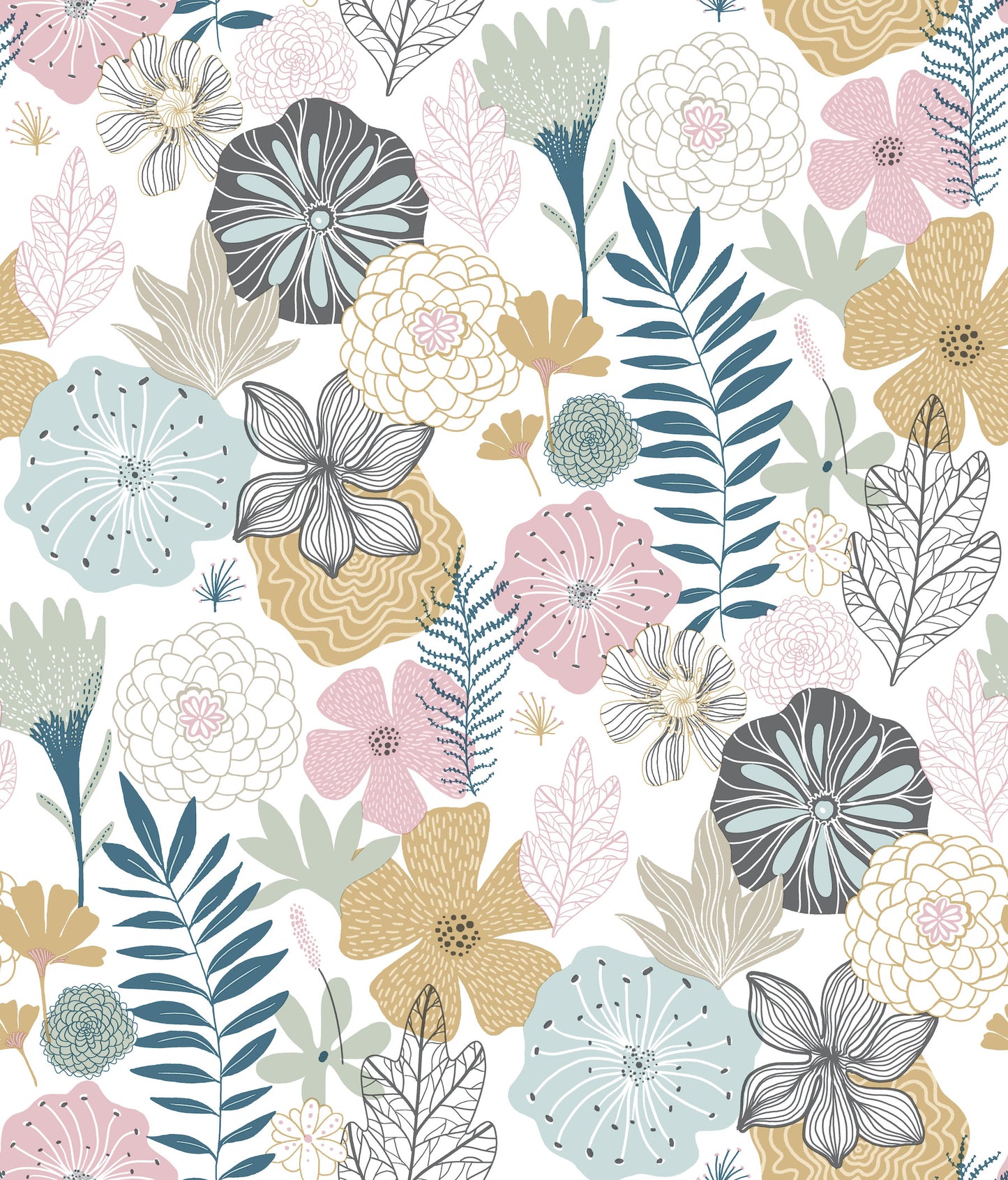 York Wallcoverings RoomMates Perennial Blooms Pink Peel and Stick Wallpaper Modern Botanical Pinks  Wallpaper - RMK11328WP