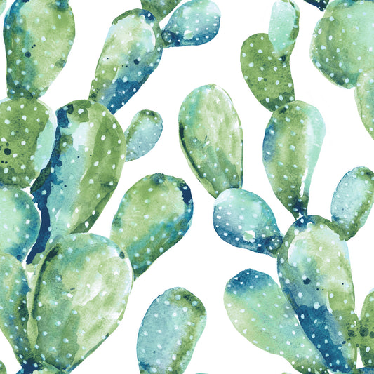 York Wallcoverings RoomMates Prickly Pear Cactus Blue Peel and Stick Wallpaper Modern Botanical Blues  Wallpaper - RMK11351WP