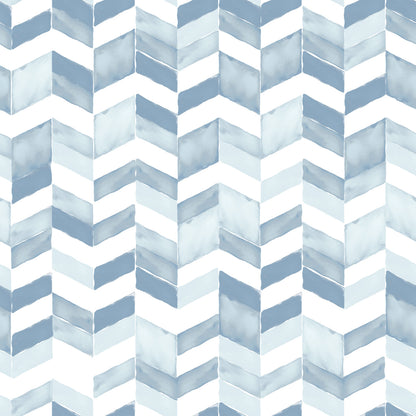 York Wallcoverings RoomMates Paul Brent Watercolor Chevron Blue Peel and Stick Wallpaper Modern Global Blues  Wallpaper - RMK11357RL (Discontinued)
