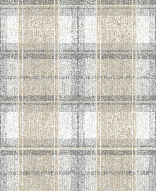 York Wallcoverings RoomMates Tweed Plaid Grey Peel and Stick Wallpaper Traditional Global Greys  Wallpaper - RMK11396RL