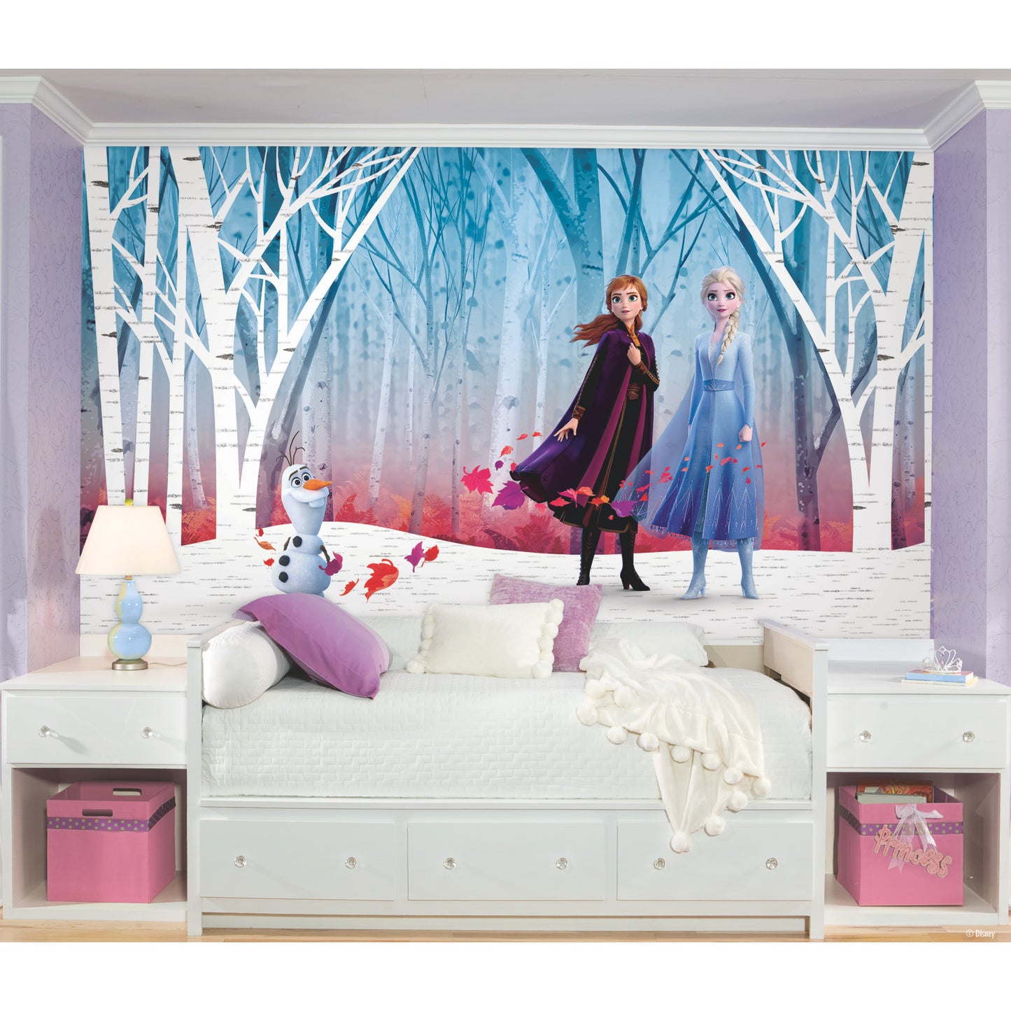 York Wallcoverings RoomMates Frozen Woodland Tree Peel and Stick Wall Mural Kids Children and Nursery Multicolor  Wallpaper - RMK11415M