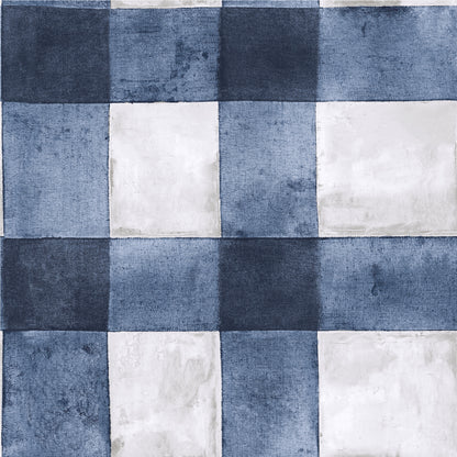 York Wallcoverings RoomMates Buffalo Plaid Blue Peel and Stick Wallpaper Farmhouse Global Blues  Wallpaper - RMK11432WP