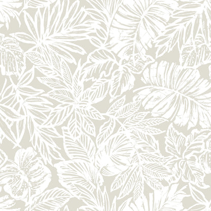 York Wallcoverings RoomMates Batik Tropical Leaf Beige Peel and Stick Wallpaper Tropical Botanical Neutrals  Wallpaper - RMK11435WP