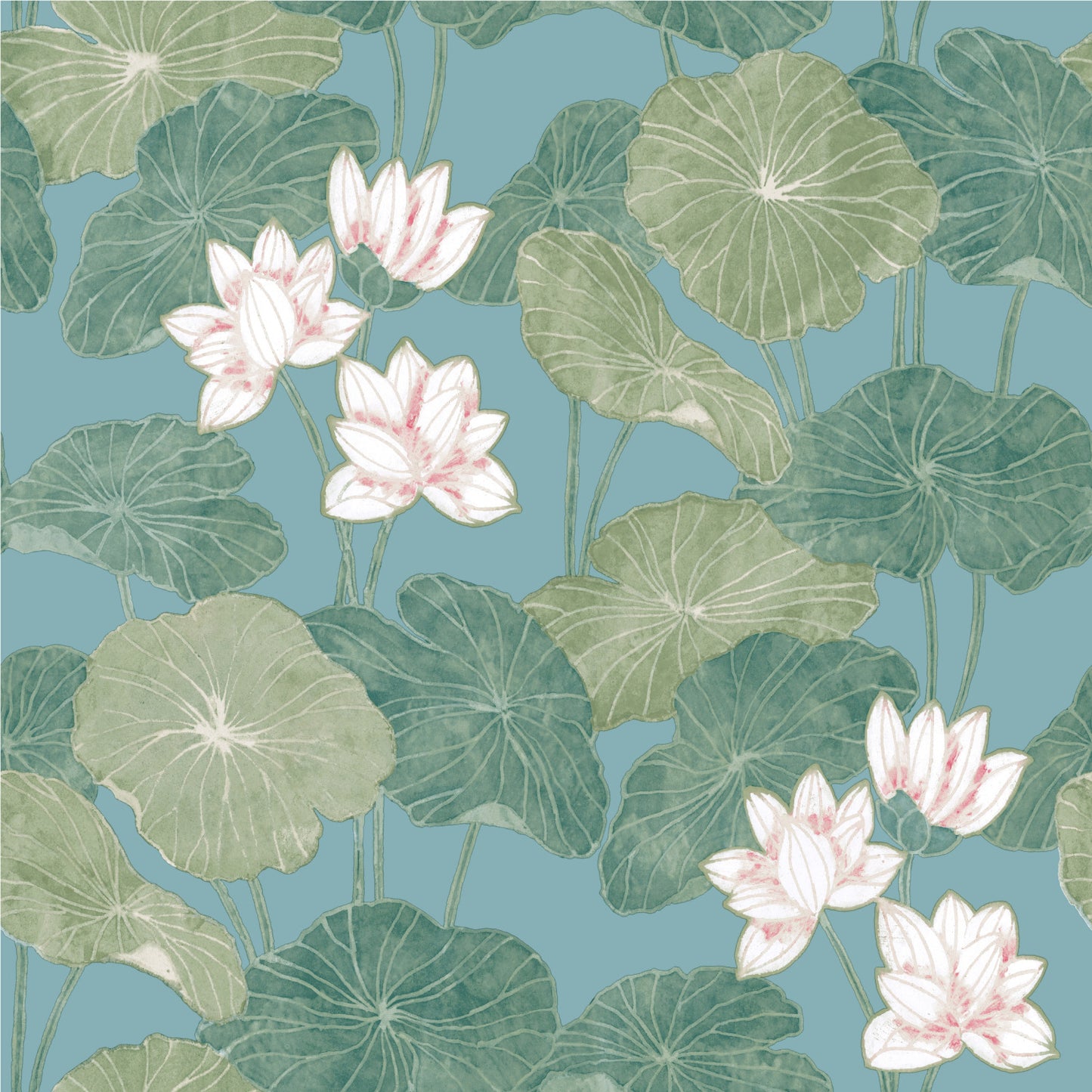 York Wallcoverings RoomMates Lily Pad Blue Peel and Stick Wallpaper Modern Botanical Blues  Wallpaper - RMK11436WP