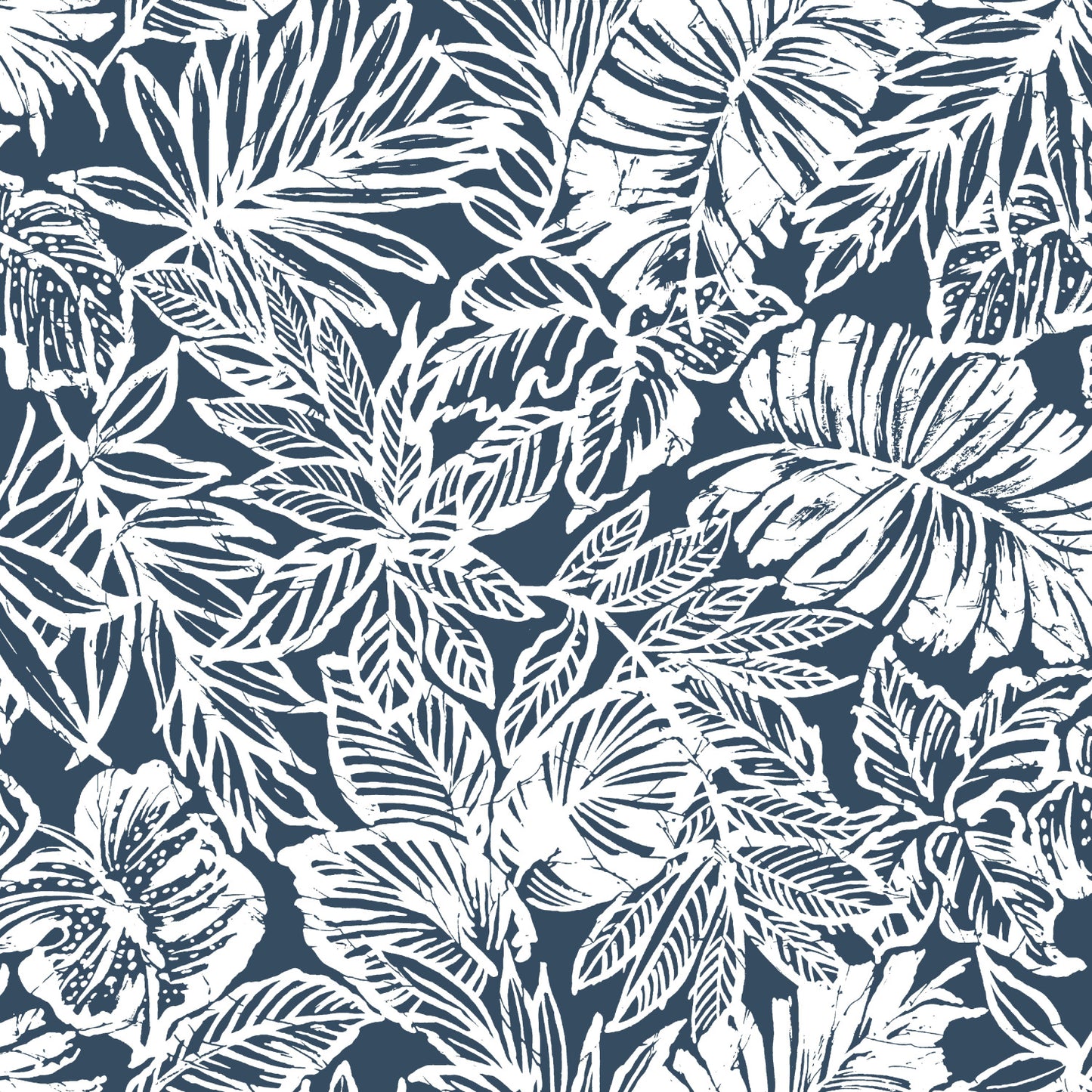 York Wallcoverings RoomMates Batik Tropical Leaf Blue Peel and Stick Wallpaper Tropical Botanical Blues  Wallpaper - RMK11437WP