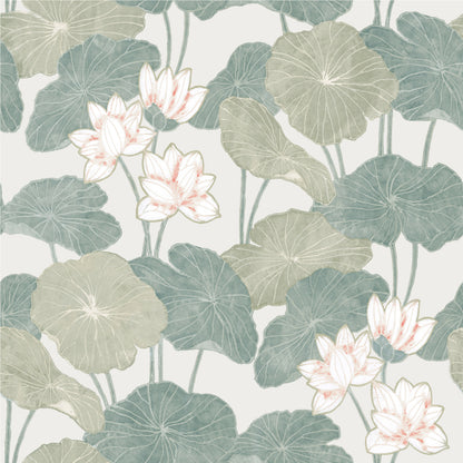 York Wallcoverings RoomMates Lily Pad Green Peel and Stick Wallpaper Modern Botanical Greens  Wallpaper - RMK11438WP