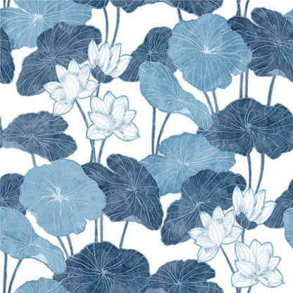 York Wallcoverings RoomMates Lily Pad Blue Peel and Stick Wallpaper Modern Botanical Blues  Wallpaper - RMK11448WP