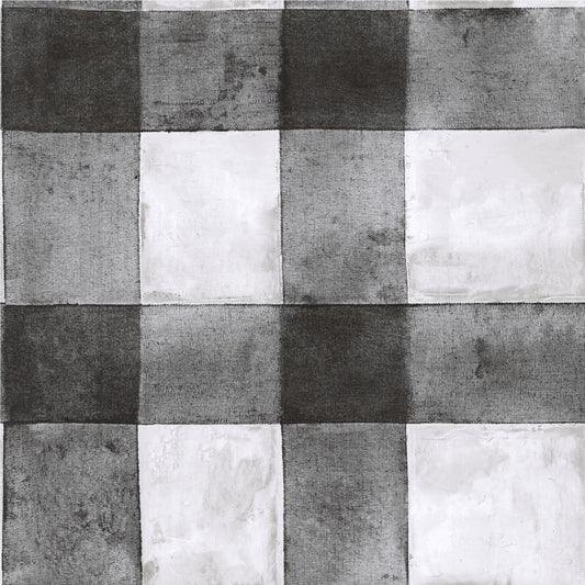 York Wallcoverings RoomMates Buffalo Plaid Black Peel and Stick Wallpaper Farmhouse Global Blacks  Wallpaper - RMK11451WP