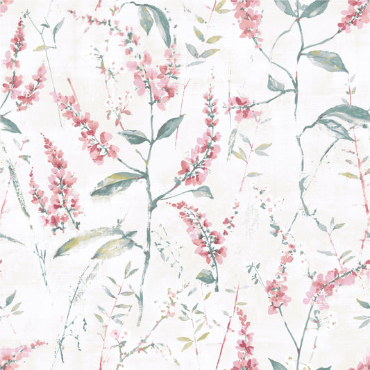 York Wallcoverings RoomMates Floral Sprig Pink Peel and Stick Wallpaper Modern Botanical Pinks  Wallpaper - RMK11452WP