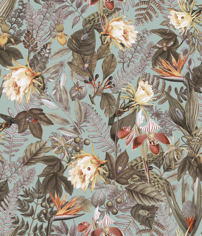 York Wallcoverings RoomMates Tropical Flowers Green Peel and Stick Wallpaper Tropical Botanical Greens  Wallpaper - RMK11469WP