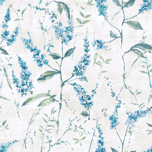 York Wallcoverings RoomMates Floral Sprig Blue Peel and Stick Wallpaper Modern Botanical Blues  Wallpaper - RMK11473WP