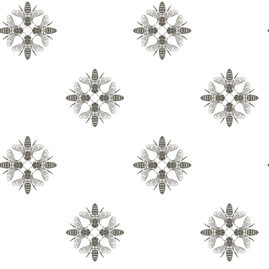 York Wallcoverings RoomMates Honey Bee Black Peel and Stick Wallpaper Farmhouse  Blacks  Wallpaper - RMK11475WP