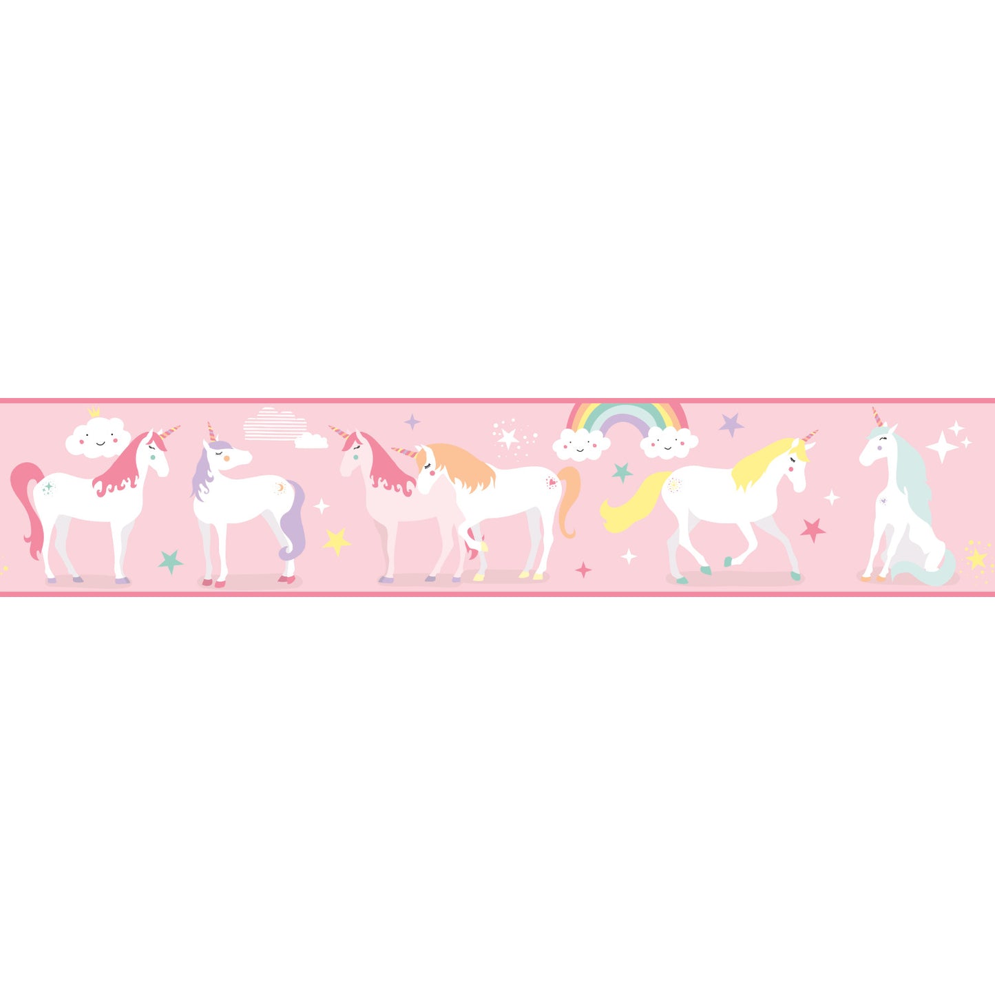 York Wallcoverings RoomMates Magical Unicorn Peel and Stick Border Kids  Pinks  Wallpaper - RMK11498BD