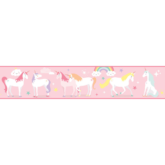 York Wallcoverings RoomMates Magical Unicorn Peel and Stick Border Kids  Pinks  Wallpaper - RMK11498BD