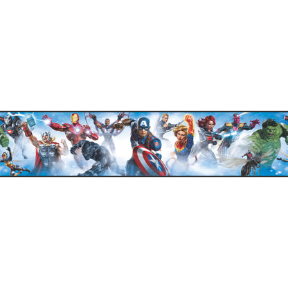 York Wallcoverings RoomMates Avengers Gallery Art Peel and Stick Border Kids Licensed Blues  Wallpaper - RMK11501BD