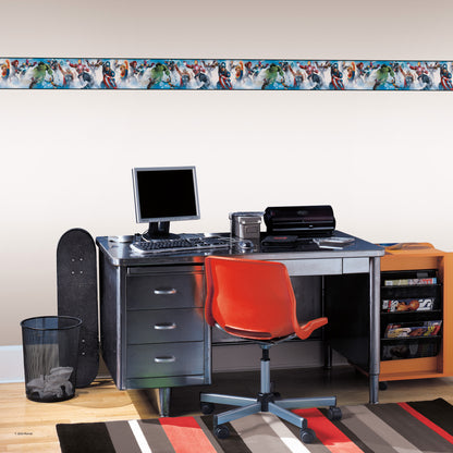 York Wallcoverings RoomMates Avengers Gallery Art Peel and Stick Border Kids Licensed Blues  Wallpaper - RMK11501BD
