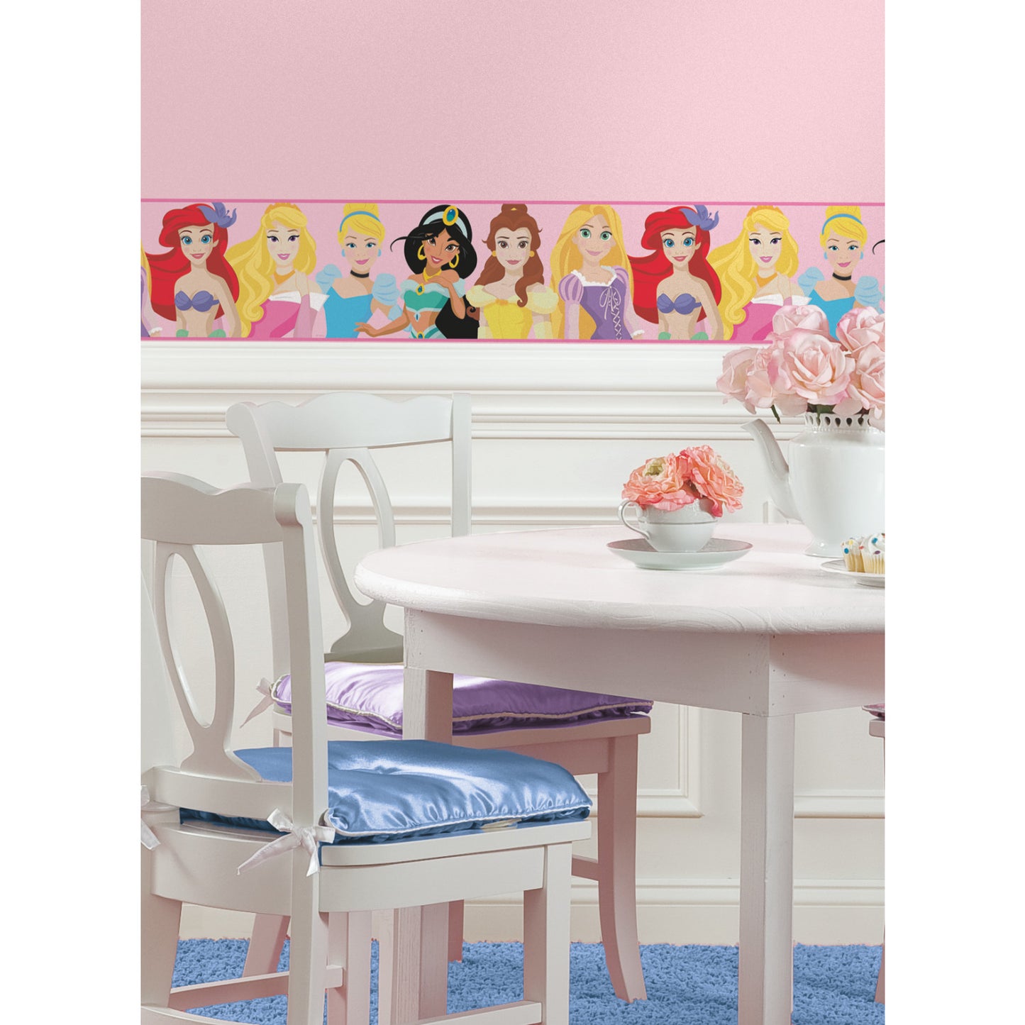 York Wallcoverings RoomMates Disney Princess Be Bright Be Bold Peel and Stick Border Kids Fairy Tales and Fantasy Pinks  Wallpaper - RMK11505BD