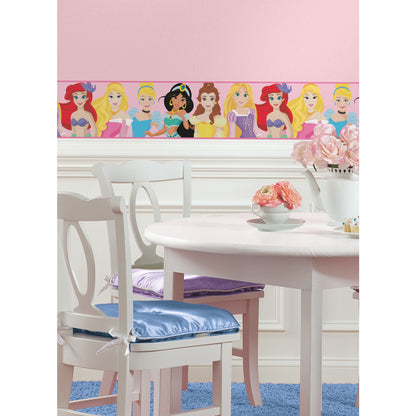 York Wallcoverings RoomMates Disney Princess Be Bright Be Bold Peel and Stick Border Kids Fairy Tales and Fantasy Pinks  Wallpaper - RMK11505BD