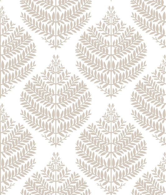 York Wallcoverings RoomMates Hygge Fern Damask Taupe Peel and Stick Wallpaper Modern Botanical Neutrals  Wallpaper - RMK11512WP