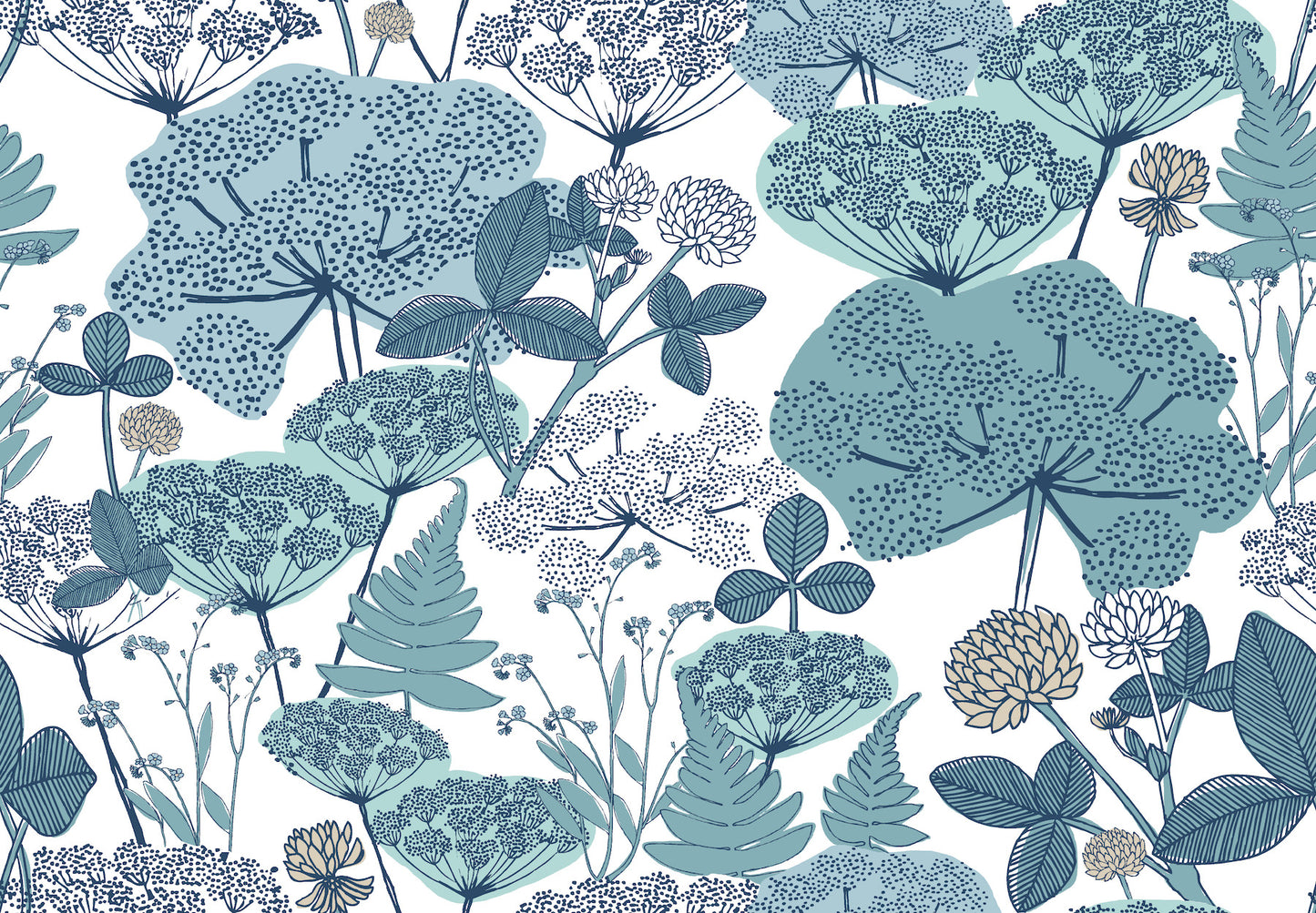 York Wallcoverings RoomMates Niittypolku Blue Peel and Stick Wallpaper Modern Botanical Blues  Wallpaper - RMK11534RL