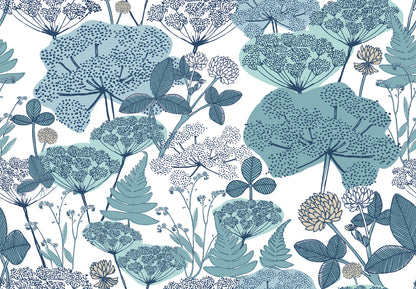 York Wallcoverings RoomMates Niittypolku Blue Peel and Stick Wallpaper Modern Botanical Blues  Wallpaper - RMK11534RL