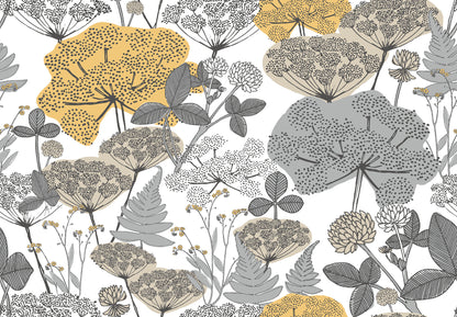York Wallcoverings RoomMates Niittypolku Grey Peel and Stick Wallpaper Modern Botanical Greys  Wallpaper - RMK11535RL (DISCONTINUED PATTERN)