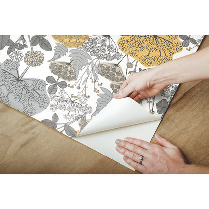 York Wallcoverings RoomMates Niittypolku Grey Peel and Stick Wallpaper Modern Botanical Greys  Wallpaper - RMK11535RL (DISCONTINUED PATTERN)