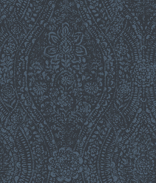 York Wallcoverings RoomMates Ornate Ogee Blue Peel and Stick Wallpaper Glam Global Blues  Wallpaper - RMK11569WP