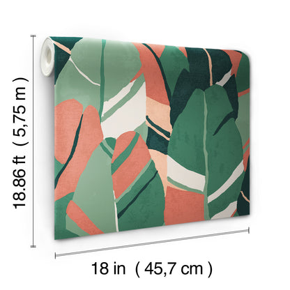 York Wallcoverings RoomMates Hearts Of Palm Green Peel and Stick Wallpaper Modern Botanical Greens  Wallpaper - RMK11572RL