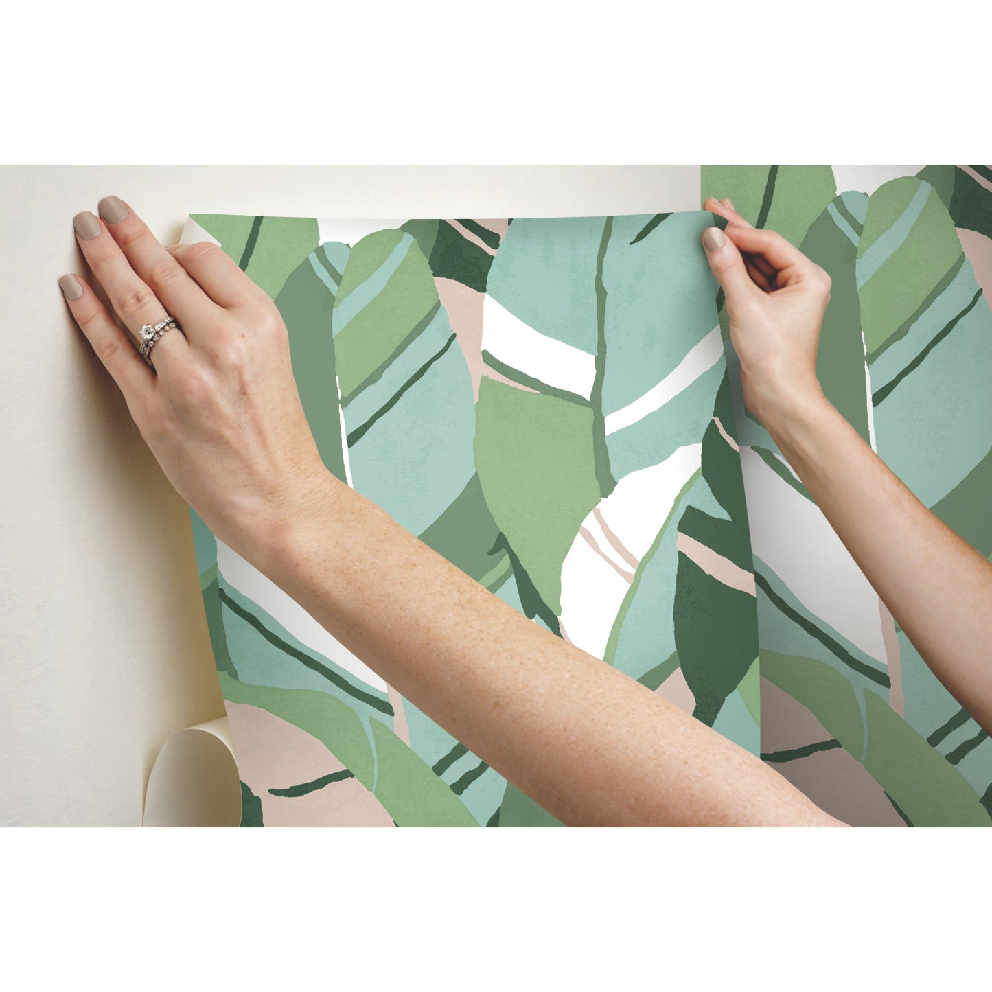 York Wallcoverings RoomMates Hearts Of Palm Green Peel and Stick Wallpaper Modern Botanical Greens  Wallpaper - RMK11574RL