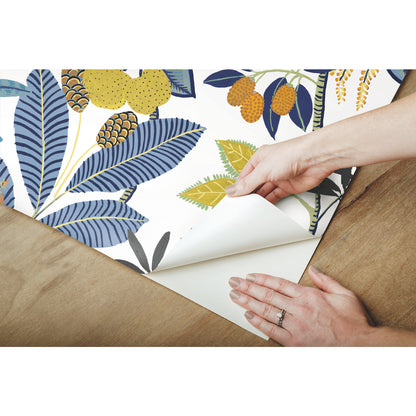 York Wallcoverings RoomMates Funky Jungle Blue Peel and Stick Wallpaper Tropical Botanical Blues  Wallpaper - RMK11577RL