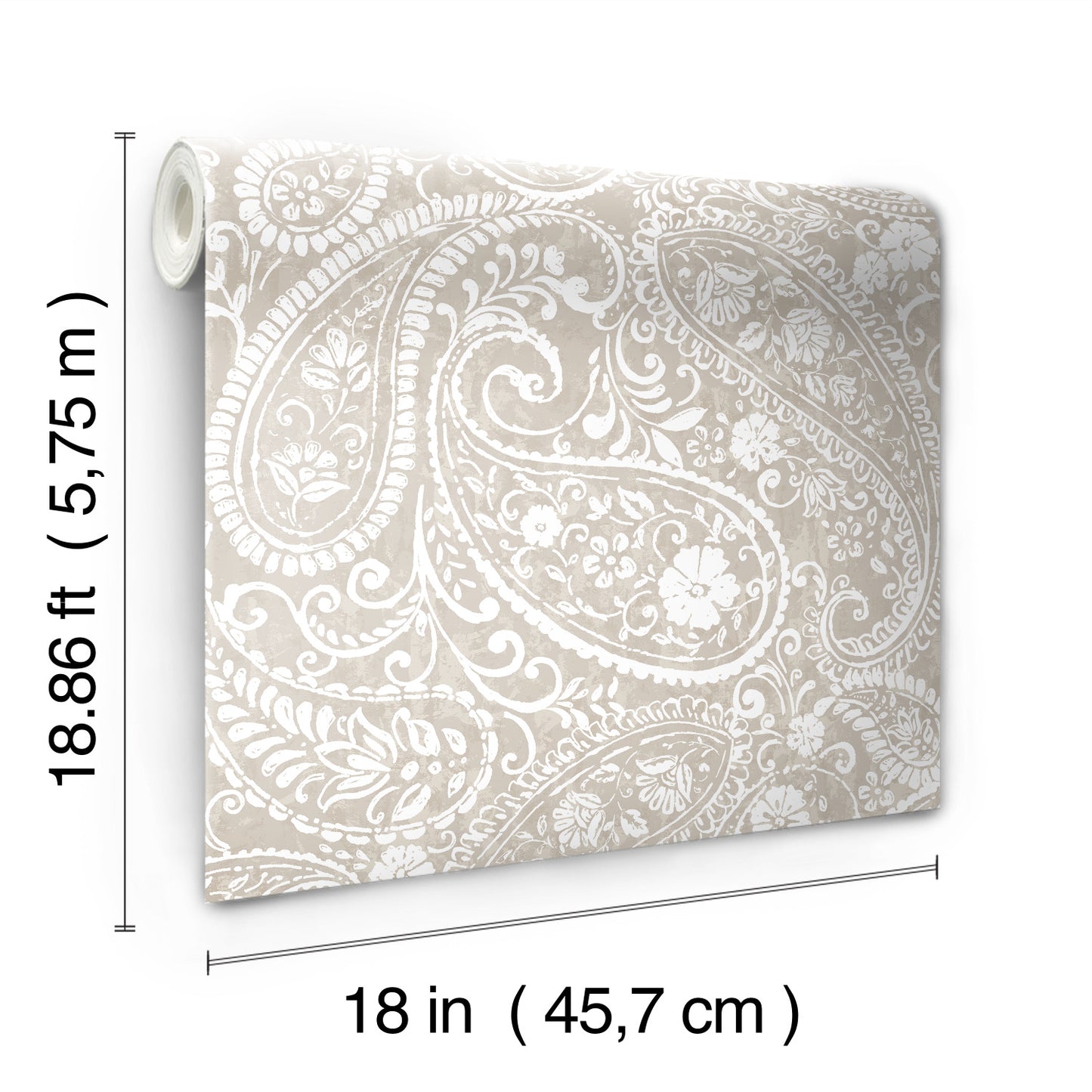 York Wallcoverings RoomMates Paisley Prince Beige Peel and Stick Wallpaper Modern Global Neutrals  Wallpaper - RMK11580RL