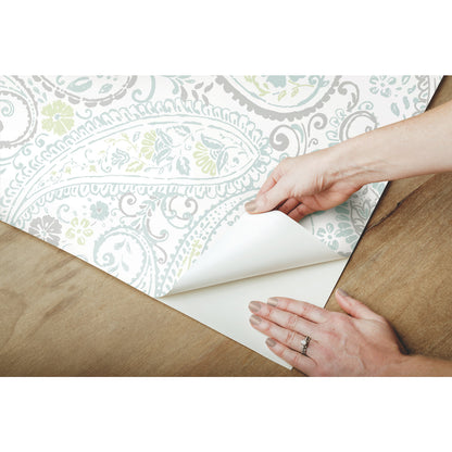 York Wallcoverings RoomMates Paisley Prince Grey Peel and Stick Wallpaper Modern Global Greys  Wallpaper - RMK11583RL