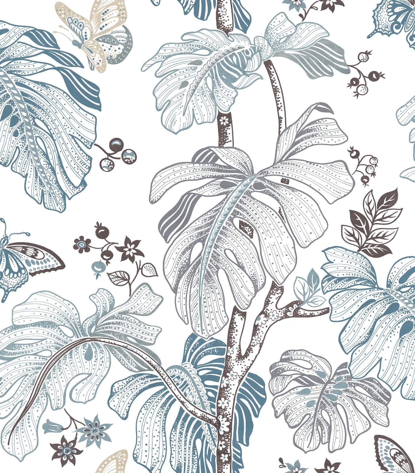 York Wallcoverings RoomMates Boho Palm Blue Peel and Stick Wallpaper Bohemian Botanical Blues  Wallpaper - RMK11584RL