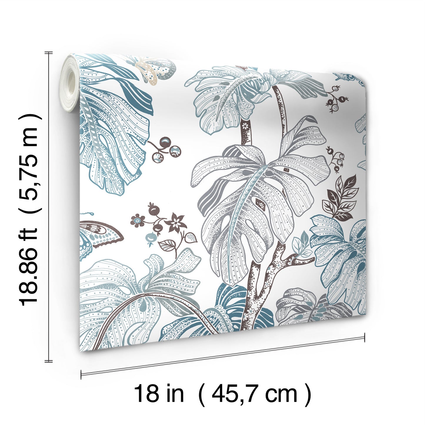 York Wallcoverings RoomMates Boho Palm Blue Peel and Stick Wallpaper Bohemian Botanical Blues  Wallpaper - RMK11584RL