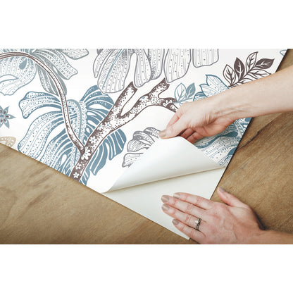 York Wallcoverings RoomMates Boho Palm Blue Peel and Stick Wallpaper Bohemian Botanical Blues  Wallpaper - RMK11584RL