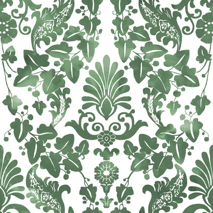 York Wallcoverings RoomMates Vine Damask Green Peel and Stick Wallpaper Traditional Botanical Greens  Wallpaper - RMK11596RL