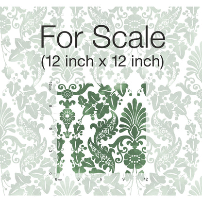 York Wallcoverings RoomMates Vine Damask Green Peel and Stick Wallpaper Traditional Botanical Greens  Wallpaper - RMK11596RL