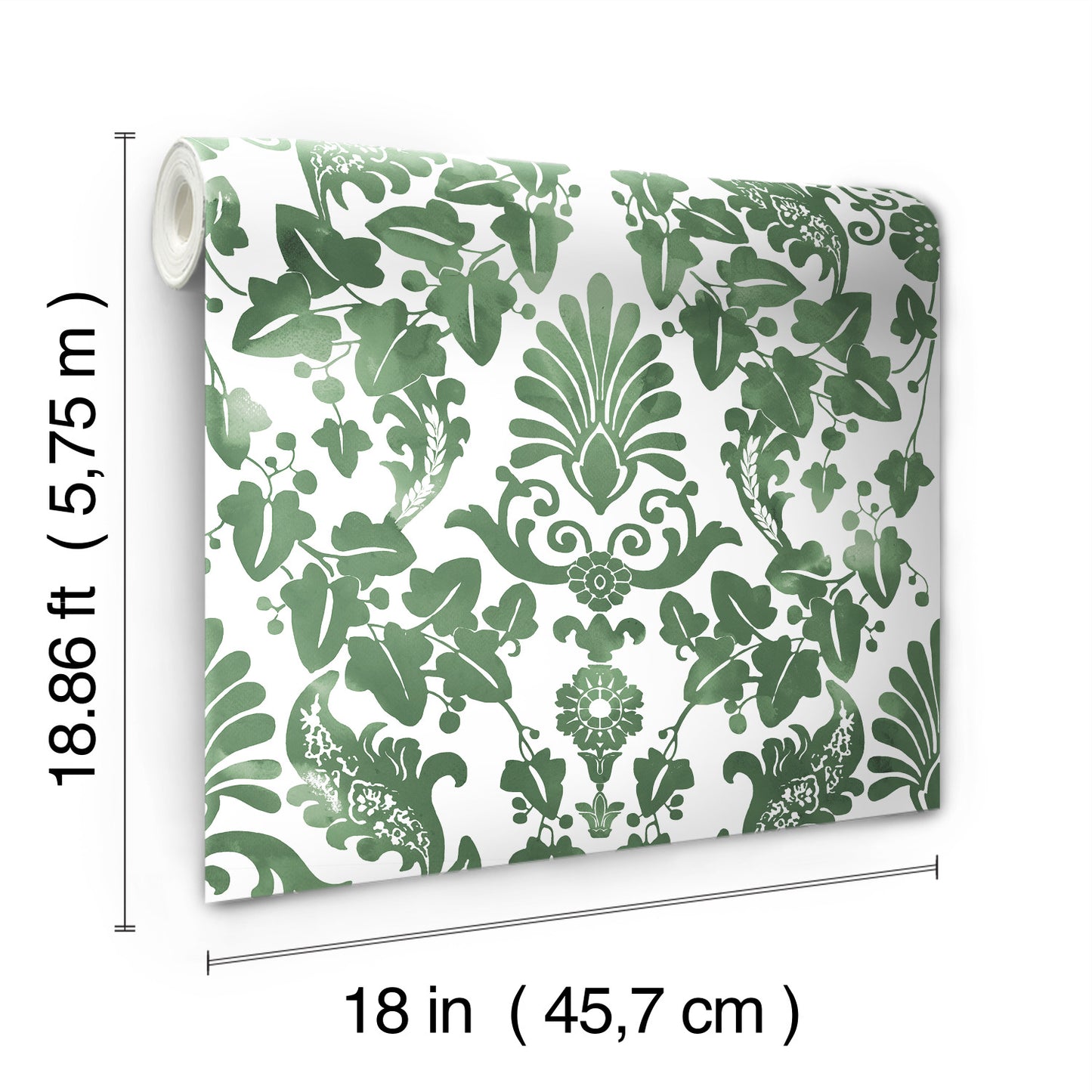 York Wallcoverings RoomMates Vine Damask Green Peel and Stick Wallpaper Traditional Botanical Greens  Wallpaper - RMK11596RL